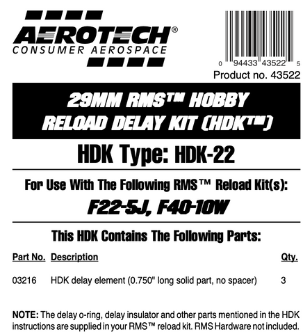 AeroTech HDK-22 RMS-29/40-120 Hobby Delay Kit (3-Pack) - 43522